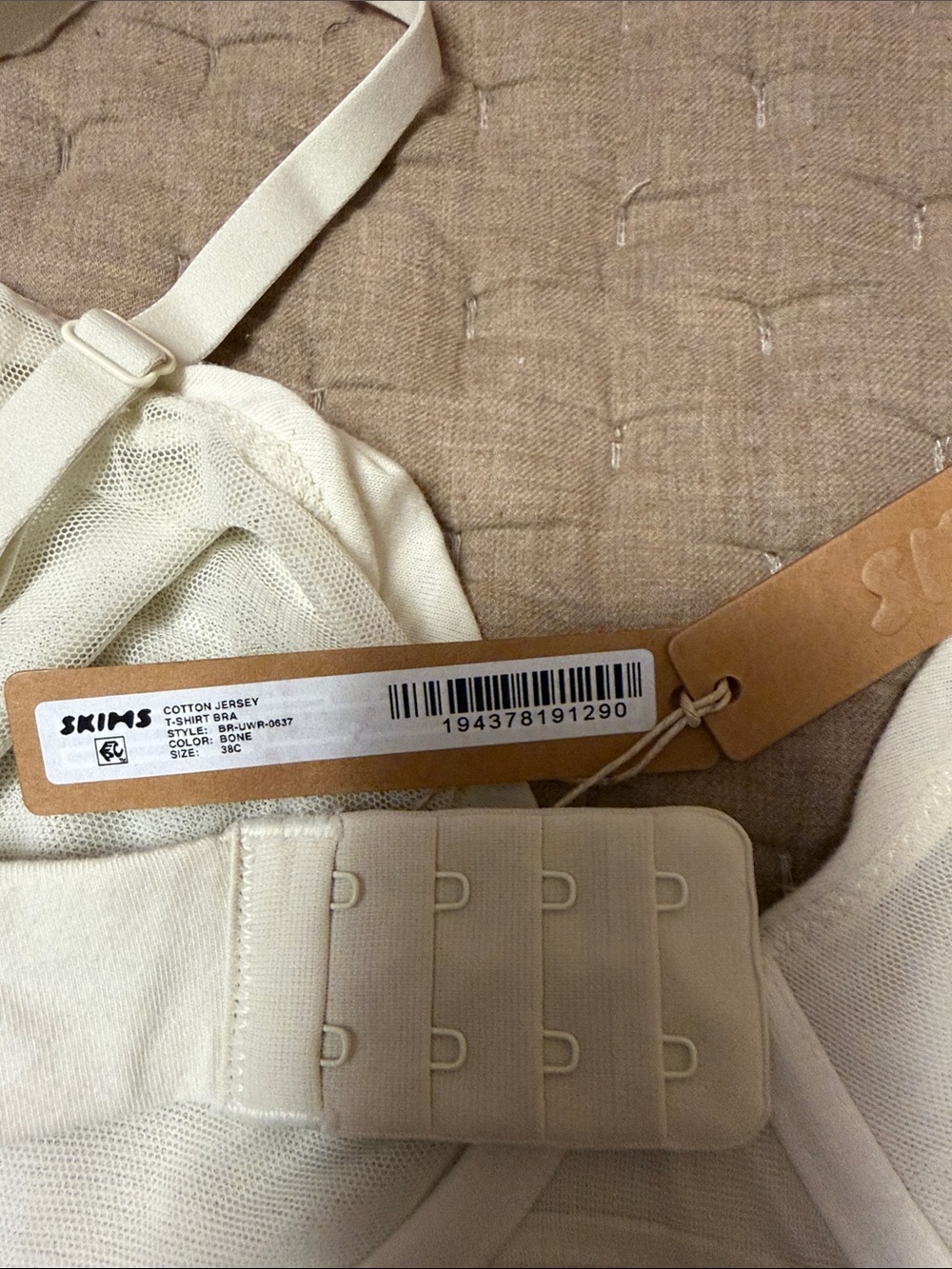 Skims cotton jersey t shirt bra NWT Cream - Picture 3 of 3